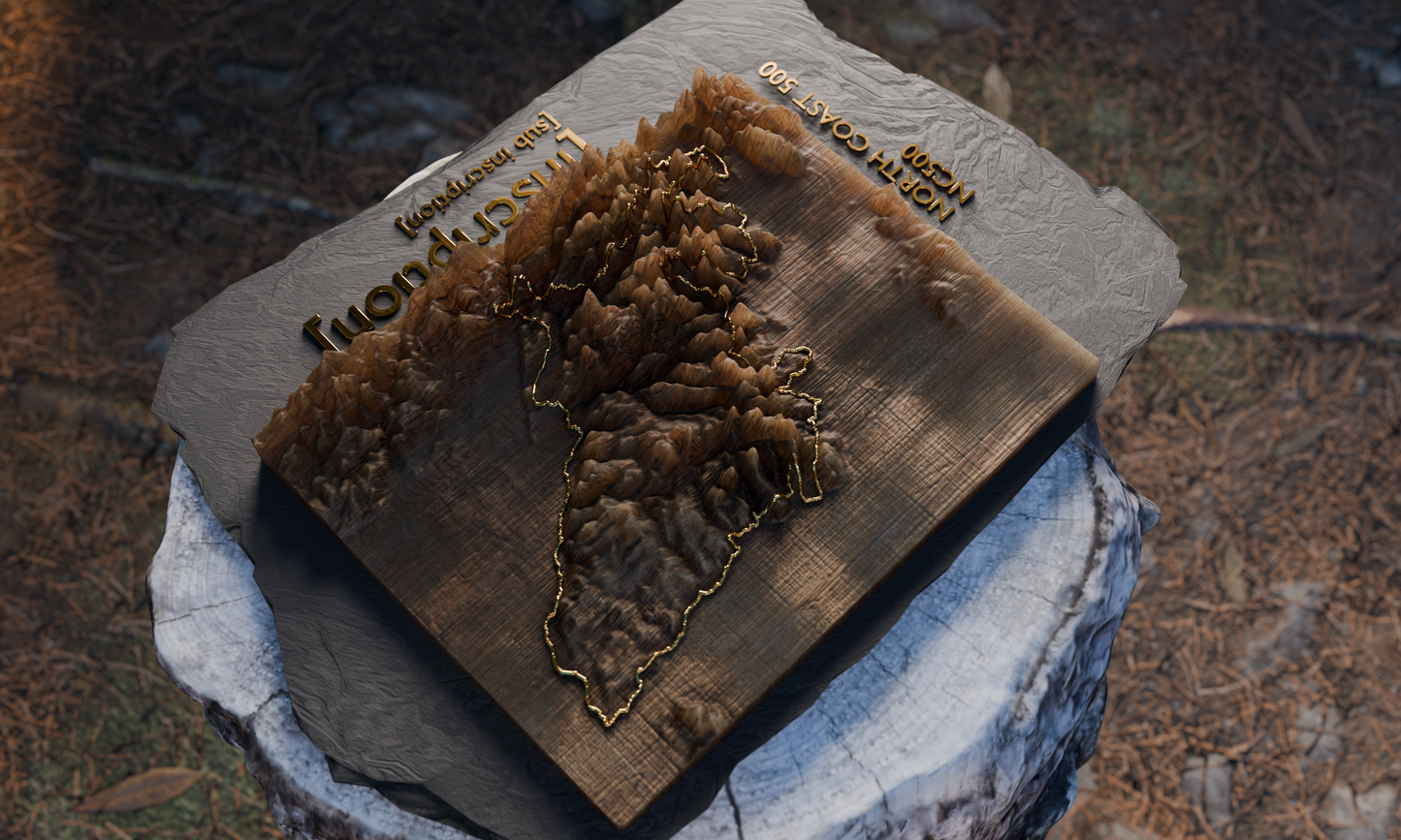 NC500 terrain block — top-down view on slate base