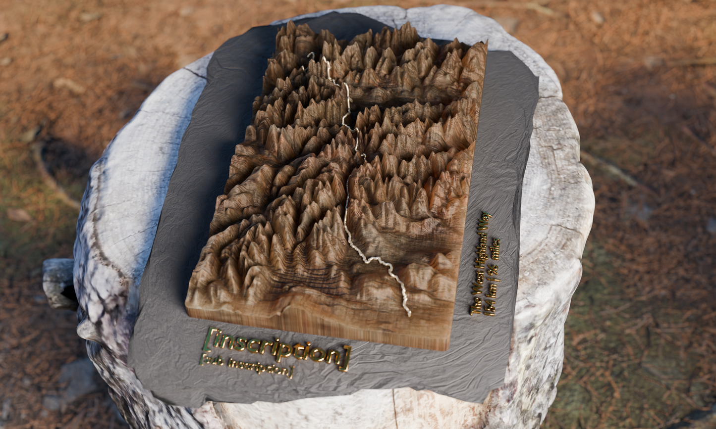West Highland Way terrain block — overhead view on slate base